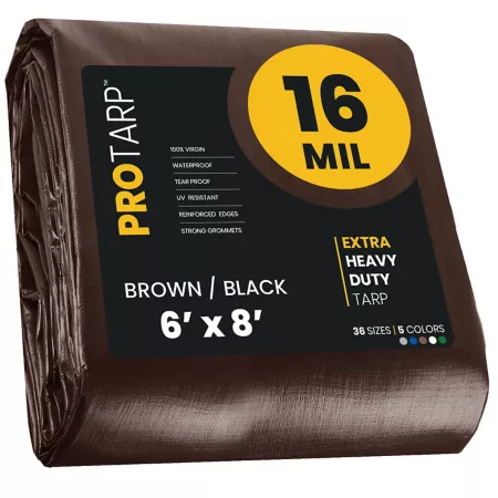 Protarp 6' x 8' Tarp 16 mil Brown/Black Tarps