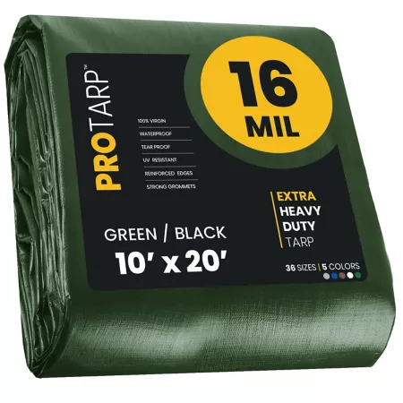 Protarp 10' x 20' Tarp 16 mil Green/Black Tarps