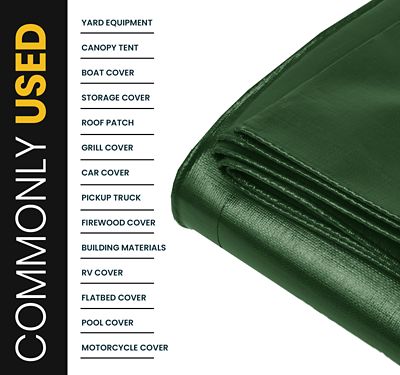 Image showing  12 ft. x 16 ft. Tarp, 16 mil, Green/Black