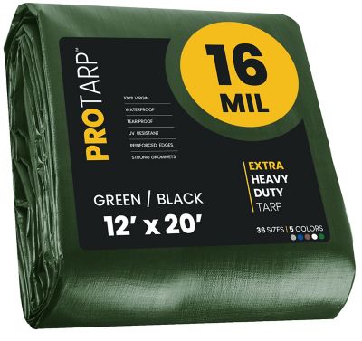 Protarp 12 ft. x 20 ft. Tarp, 16 Mil, Green/Black