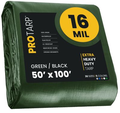 Protarp 50 ft. x 100 ft. Tarp, 16 Mil, Green/Black