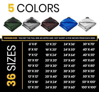 Image showing  50 ft. x 100 ft. Tarp, 16 Mil, Green/Black