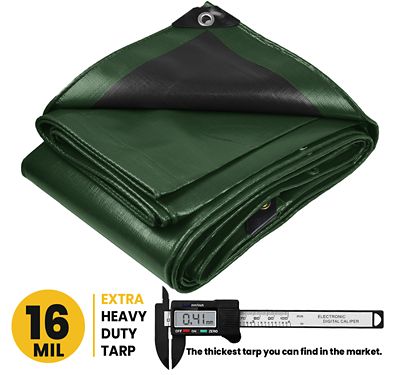 Image showing  6 ft. x 8 ft. Tarp, 16 Mil, Green/Black