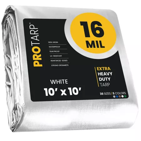 Protarp White 16Mil 10 x 10 Protarp Tarpaulin PT-104-10X10 Tarps