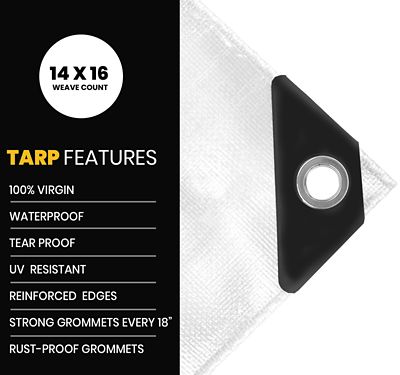 Image showing  White 16Mil 10 x 12 Tarp Protarp, PT-104-10X12