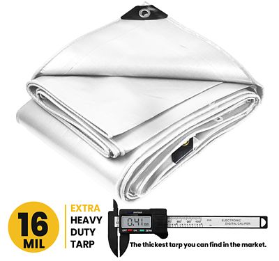 Image showing  12 ft. x 25 ft. Tarp, 16 Mil, White