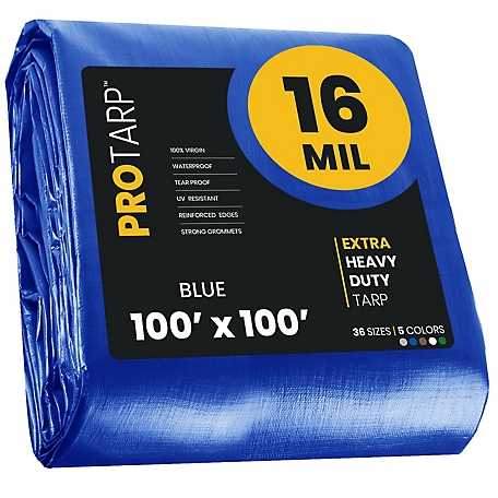 Protarp Blue 16Mil 100 x 100 Tarp Protarp, PT-105-100X100