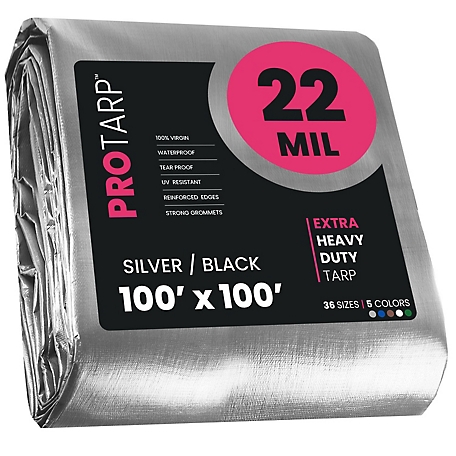 Protarp Silver/Black 22Mil 100 x 100 Tarp, PT-201-100X100