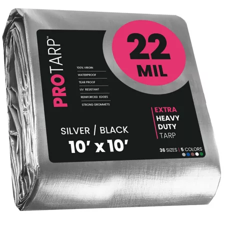 Protarp Silver/Black 22 mil 10 x 10 Tarpaulin PT-201-10X10 Tarps