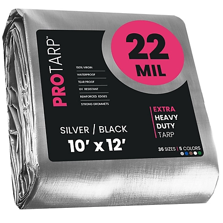 Protarp 10 ft. x 12 ft. Tarp, 22 Mil, Silver/Black