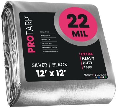 Protarp 12 ft. x 12 ft. Tarp, 22 Mil, Silver/Black