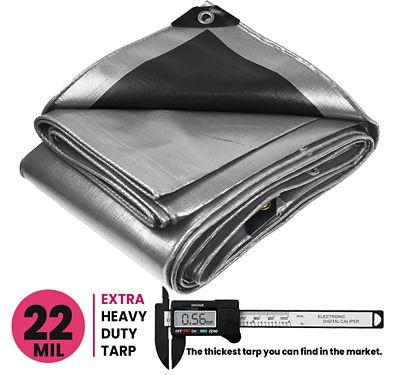 Image showing  18 ft. x 24 ft. Tarp, 22 mil, Silver/Black
