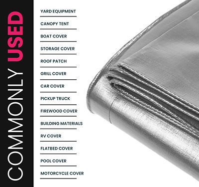 Image showing  18 ft. x 24 ft. Tarp, 22 mil, Silver/Black