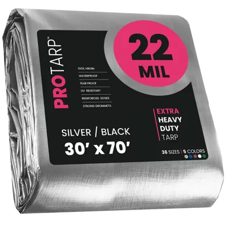 Protarp 30' x 70' Tarp 22 mil Silver/Black Tarps