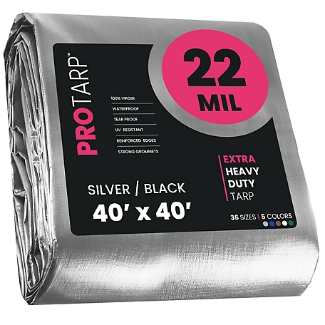 Protarp 40 ft. x 40 ft. Tarp, 22 Mil, Silver/Black