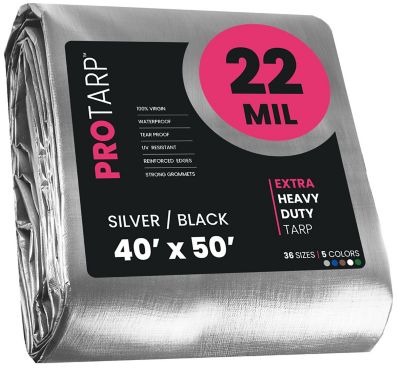 Protarp 40 ft. x 50 ft. Tarp, 22 Mil, Silver/Black