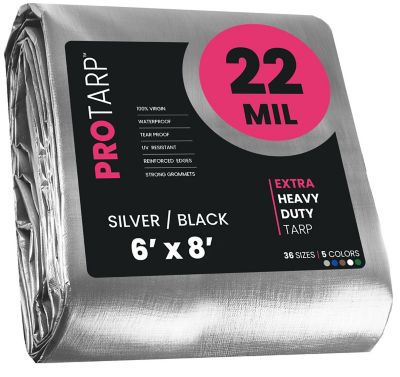 Protarp 6 ft. x 8 ft. Tarp, 22 Mil, Silver/Black