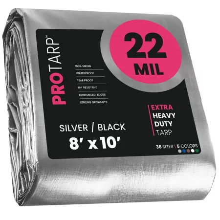 Protarp Silver/Black 22Mil 8 x 10 Tarpaulin PT-201-8X10 Tarps