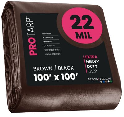 Protarp 100 ft. x 100 ft. Tarp, 22 Mil, Brown/Black