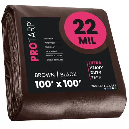 Protarp Tarp 100 ft x 100 ft 22 mil brown/black Tarps