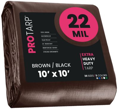 Protarp 10 ft. x 10 ft. Tarp, 22 Mil, Brown/Black