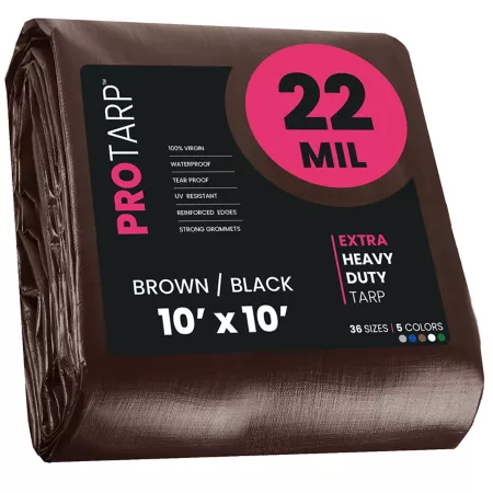 Protarp 10' x 10' Tarp 22 mil Brown/Black Tarps