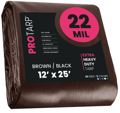 Protarp 12 ft. x 25 ft. Tarp, 22 Mil, Brown/Black