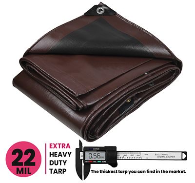 Image showing  12 ft. x 25 ft. Tarp, 22 Mil, Brown/Black