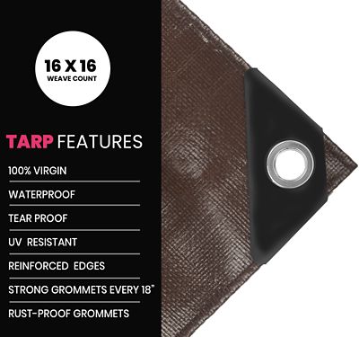 Image showing  12 ft. x 25 ft. Tarp, 22 Mil, Brown/Black