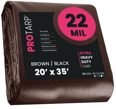 Protarp 20 ft. x 35 ft. Tarp, 22 Mil, Brown/Black