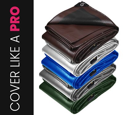 Image showing  20 ft. x 40 ft. Tarp, 22 Mil, Brown/Black