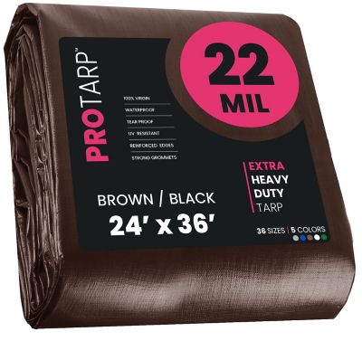 Protarp 24 ft. x 36 ft. Tarp, 22 Mil, Brown/Black