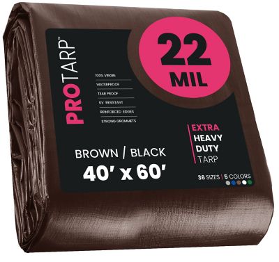 Protarp 40 ft. x 60 ft. Tarp, 22 Mil, Brown/Black