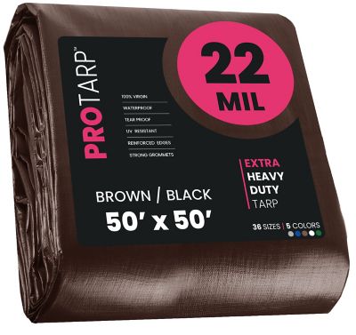 Protarp 50 ft. x 50 ft. Tarp, 22 Mil, Brown/Black