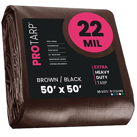 Protarp 50 ft. x 50 ft. Tarp, 22 Mil, Brown/Black