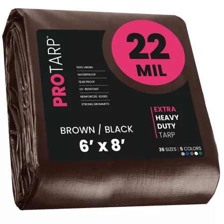 Protarp 6' x 8' Tarp 22 mil Brown/Black Tarps