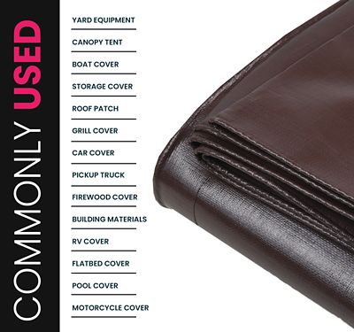 Image showing  6 ft. x 8 ft. Tarp, 22 Mil, Brown/Black