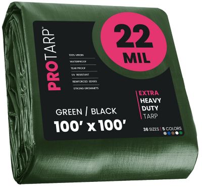 Protarp Green/Black 22Mil 100 x 100 Tarp, PT-203-100X100