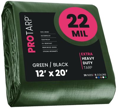 Protarp 12 ft. x 20 ft. Tarp, 22 Mil, Green/Black