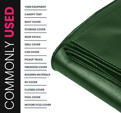 Image showing  20 ft. x 20 ft. Tarp, 22 mil, Green/Black