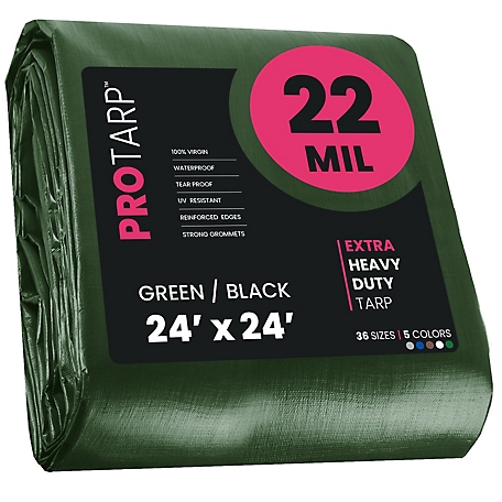 Protarp 24 ft. x 24 ft. Tarp, 22 Mil, Green/Black