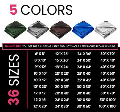 Image showing  24 ft. x 24 ft. Tarp, 22 Mil, Green/Black