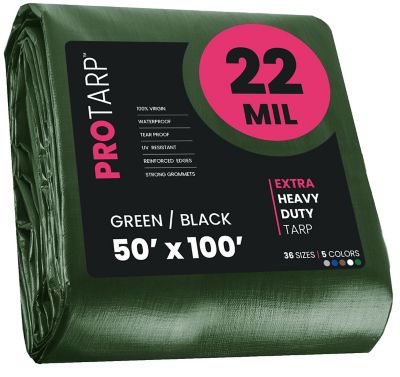Protarp 50 ft. x 100 ft. Tarp, 22 Mil, Green/Black