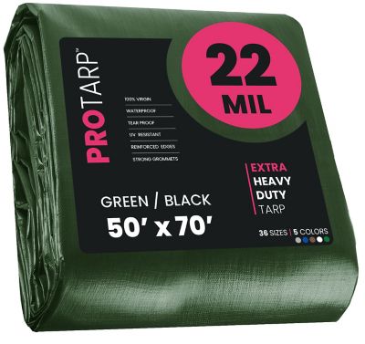 Protarp 50 ft. x 70 ft. Tarp, 22 Mil, Green/Black