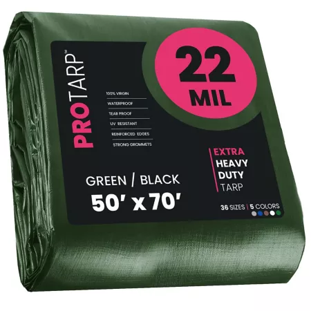 Protarp 50' x 70' Tarp 22 mil Green/Black Tarps