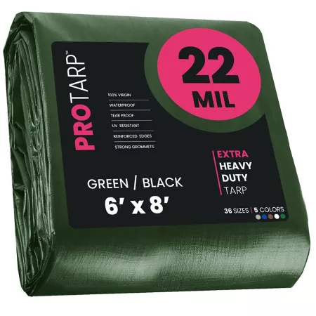 Protarp Green/Black Tarp 22 mil 6x8 PT-203-6X8 Tarps