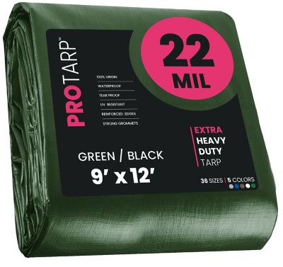 Protarp 9 ft. x 12 ft. Tarp, 22 Mil, Green/Black