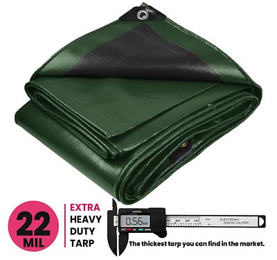 Image showing  9 ft. x 12 ft. Tarp, 22 Mil, Green/Black