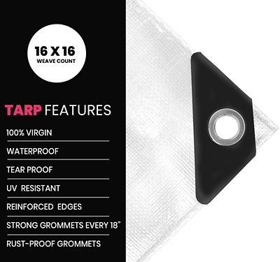 Image showing  White 22Mil 40 x 40 Tarp, PT-204-40X40