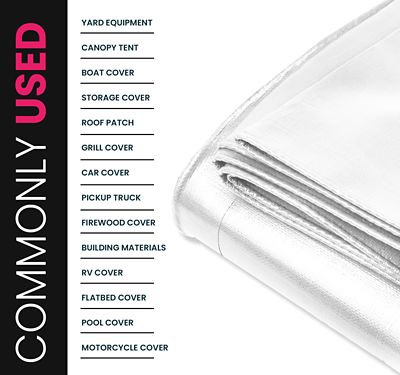 Image showing  White 22Mil 8 x 10 Tarp, PT-204-8X10